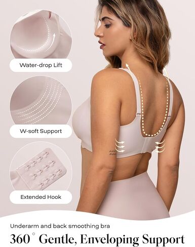 comfelie seamless wireless t-shirt bra for Women ، التغطية الكاملة لا تحت الأسلاك مع Deep V الرقبة ، u-back & lace trim in Kuwait