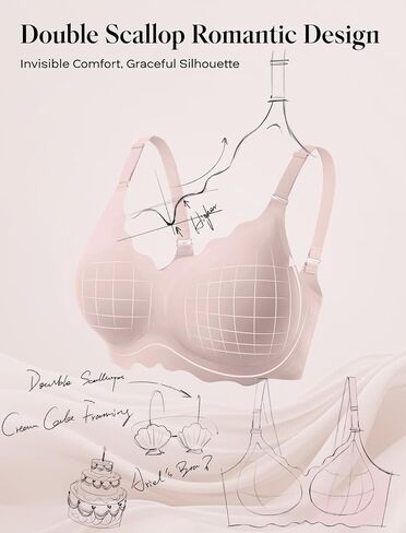 comfelie seamless wireless t-shirt bra for Women ، التغطية الكاملة لا تحت الأسلاك مع Deep V الرقبة ، u-back & lace trim in Kuwait