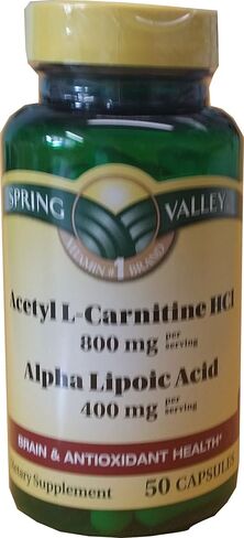 Spring Valley - أسيتيل L -Carnitine 800mg بالإضافة إلى حمض ألفا ليبويك 400 ملغ ، 50 كبسولة in Kuwait