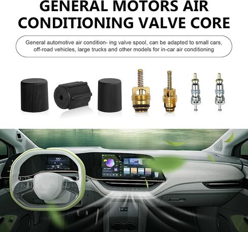 Downhill 7 PCS Air Conditioner Valve Core and Cap Kit, Air Conditioning Service Valves Assembly, AC System Charging Port Maintain Accessories, Universal for Most Cars, Trucks, SUVs (Black) in Saudi Arabia