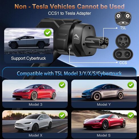 NACS to CCS Charging Adapter - Support Fast Charging for Ford, General Motors, and Rivian CCS1 Electric Vehicles at NACS Supercharger Stations, Support 500A, 1000V, and 250KW DC Fast Charging in Saudi Arabia
