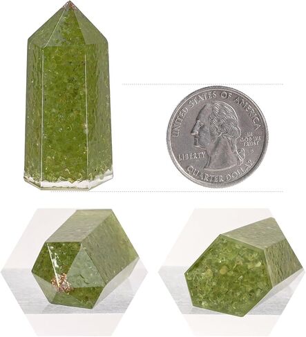 Pack of 2 Healing Crystal Wands Hexagonal Crystal Point for Meditation Wicca Chakra Balancing, Peridot in Kuwait