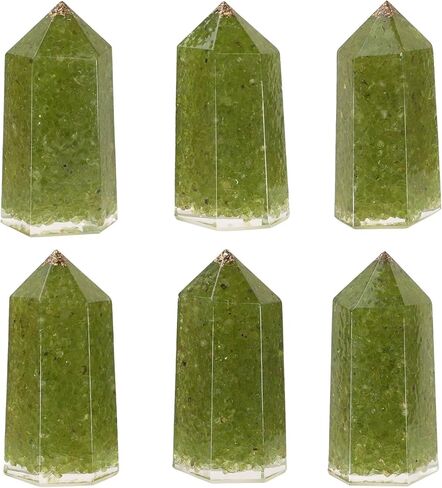 Pack of 2 Healing Crystal Wands Hexagonal Crystal Point for Meditation Wicca Chakra Balancing, Peridot in Kuwait