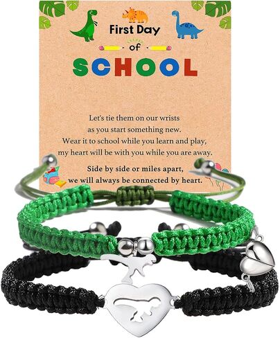 اليوم الأول لمدرسة رياض الأطفال قبل هدايا الابن الأم ، الأم و ME BRACELT مطابقة سوار ديناصور ل 2 ، in Kuwait