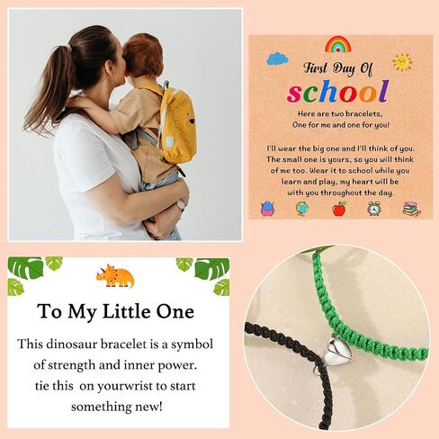 اليوم الأول لمدرسة رياض الأطفال قبل هدايا الابن الأم ، الأم و ME BRACELT مطابقة سوار ديناصور ل 2 ، in Kuwait