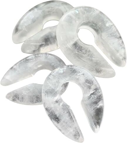 PAIR of Beautiful Clear Quartz Organic Stone Keyhole Hangers - Ear Weights - Plugs - Gauges - Tunnels - Body Jewelry in Saudi Arabia