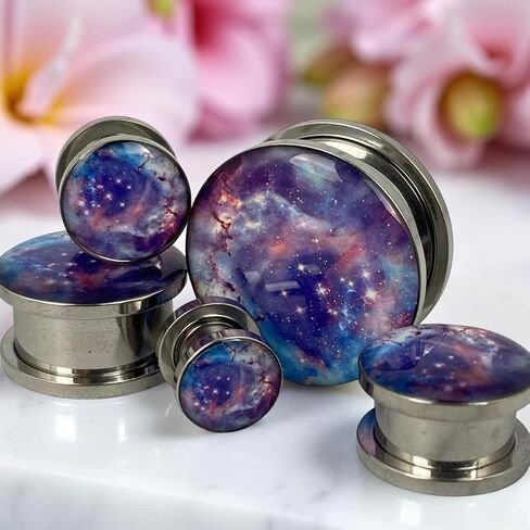 Pair of Screw on Galaxy Picture Plugs (3/4" (19mm)) in Saudi Arabia