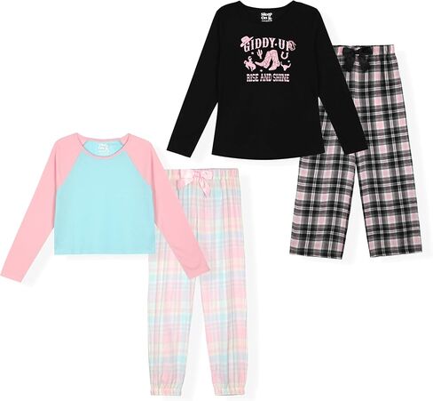 Sleep On It 4-Piece Girls Pajama Sets for Kids Sleepwear Woven Plaid Pajamas for Girls in Kuwait