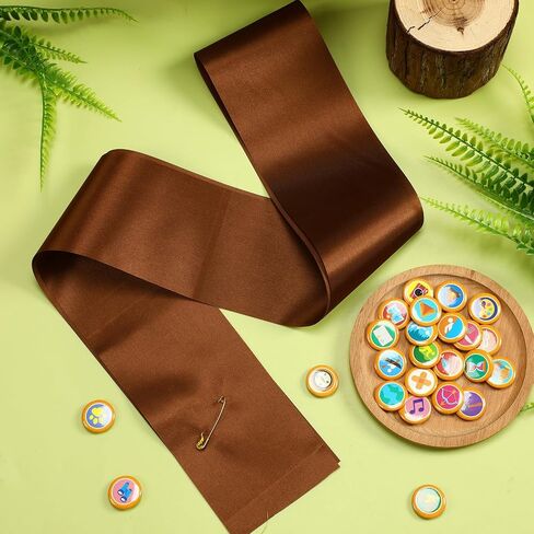 AUGSUN Halloween Scout Sash，1pcs Satin Sash with 23 Pcs Scout Tactical Morale Pins Camping Adventure Badges for Camp Party Accessory in Saudi Arabia
