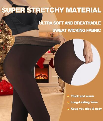 جوارب طويلة مبطنة بالصوف الشفاف من ميريلور للنساء جوارب طويلة شتوية دافئة وسميكة من المخمل الحراري لجميع ألوان البشرة in Kuwait