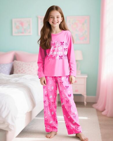 Sylfairy Girls Pajamas Pjs Set Kids Long Sleeve and Pants Casual Girls Sleepwear Lounge Clothes Set Big Kid Size 7-16 in Saudi Arabia