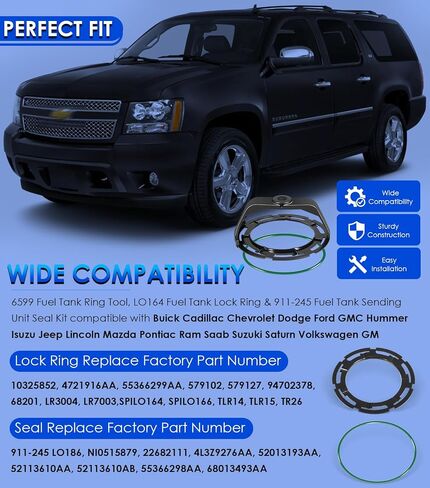 6599 Fuel Tank Ring Tool, LO164 Fuel Tank Lock Ring & 911-245 Fuel Tank Sending Unit Seal for Buick Cadillac Chevrolet Dodge Ford GMC Hummer Isuzu Jeep Lincoln Mazda Pontiac Ram Saab Saturn Suzuki in Saudi Arabia