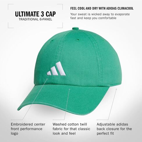 adidas Ultimate Hat Relaxed Crown Adjustable Fit Strapback Cotton Baseball Cap, Bliss Pink/Black in Kuwait
