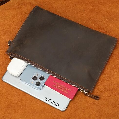 حقيبة قابض جلدية أصلية عتيقة للرجال - منظم وثيقة الأعمال ومحفظة عمل مع جيوب متعددة in Kuwait