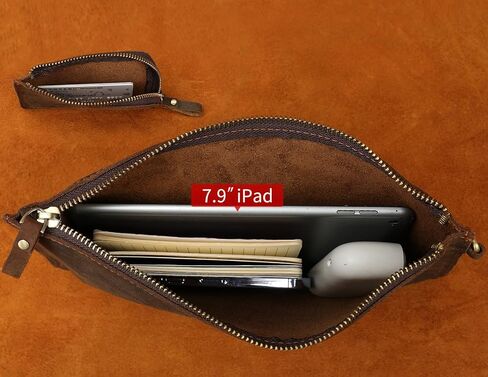 حقيبة قابض جلدية أصلية عتيقة للرجال - منظم وثيقة الأعمال ومحفظة عمل مع جيوب متعددة in Kuwait