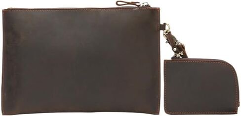 حقيبة قابض جلدية أصلية عتيقة للرجال - منظم وثيقة الأعمال ومحفظة عمل مع جيوب متعددة in Kuwait