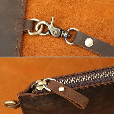 حقيبة قابض جلدية أصلية عتيقة للرجال - منظم وثيقة الأعمال ومحفظة عمل مع جيوب متعددة in Kuwait