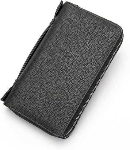 محفظة القابض الجلدية للرجال - محفظة معصم مدمجة مع جيوب منظمة للبطاقات والنقد in Kuwait