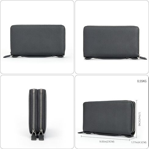 محفظة القابض الجلدية للرجال - محفظة معصم مدمجة مع جيوب منظمة للبطاقات والنقد in Kuwait