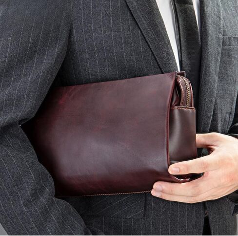 Anti Theft Leather Clutch Bag for Men Full Grain Travel Wallet with Lock Wristlet Card Phone Organizer in Kuwait