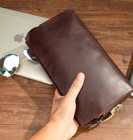 Anti Theft Leather Clutch Bag for Men Full Grain Travel Wallet with Lock Wristlet Card Phone Organizer in Kuwait