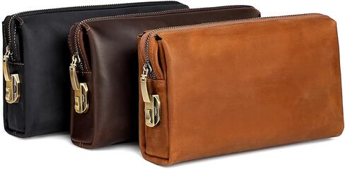 حقيبة القابض الجلدية المضادة للسرقة للرجال محفظة سفر للحبوب مع منظم هاتف بطاقة معصم القفل in Kuwait