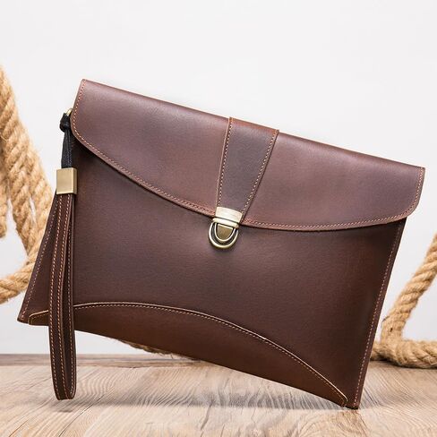 Genuine Leather Laptop Briefcase for Men - Professional Slim Document Organizer & Notary Portfolio in Saudi Arabia