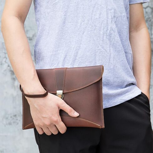 Genuine Leather Laptop Briefcase for Men - Professional Slim Document Organizer & Notary Portfolio in Saudi Arabia