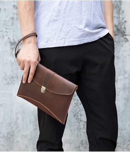 Genuine Leather Laptop Briefcase for Men - Professional Slim Document Organizer & Notary Portfolio in Saudi Arabia