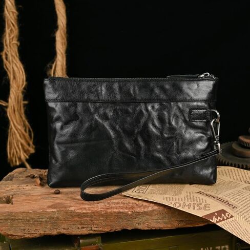 حقيبة مخلب جلدية أصلية خمر للرجال الأعمال التجارية الكبيرة حماية RFID محفظة جواز سفر متعدد الجيب in Kuwait