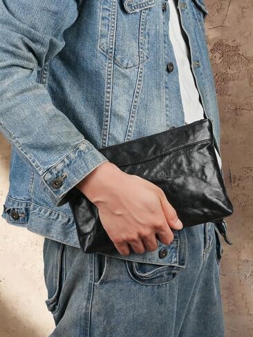 حقيبة مخلب جلدية أصلية خمر للرجال الأعمال التجارية الكبيرة حماية RFID محفظة جواز سفر متعدد الجيب in Kuwait