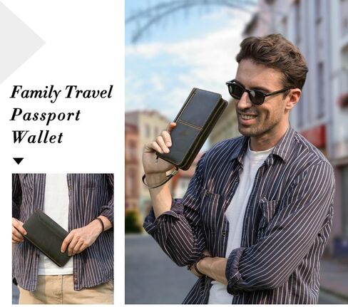 Genuine Leather Passport Wallet RFID Blocking Travel Organizer Holds Passports Vintage Retro Document Case for Men in Saudi Arabia
