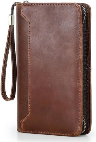 Genuine Leather Passport Wallet RFID Blocking Travel Organizer Holds Passports Vintage Retro Document Case for Men in Saudi Arabia