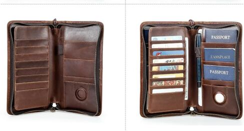 Genuine Leather Passport Wallet RFID Blocking Travel Organizer Holds Passports Vintage Retro Document Case for Men in Saudi Arabia