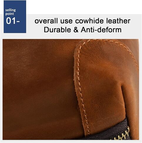 Mens Genuine Leather Clutch Bag Vintage Cowhide Toiletry Organizer for Business Travel Gym Fitness Essentials in Saudi Arabia
