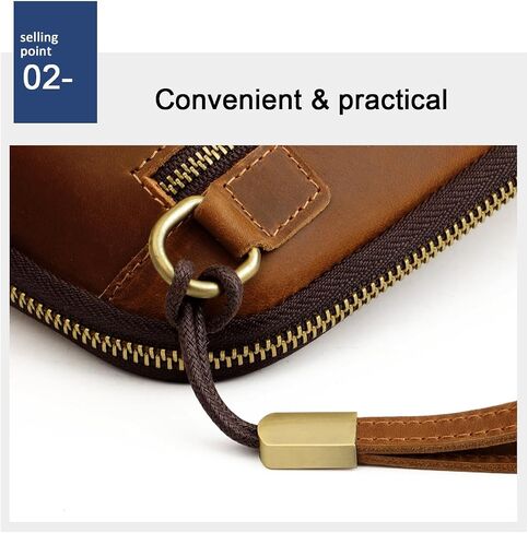 Mens Genuine Leather Clutch Bag Vintage Cowhide Toiletry Organizer for Business Travel Gym Fitness Essentials in Saudi Arabia