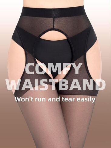 MANZI Suspender Pantyhose for Women 30D Sheer Garter Belt Tights Thigh High Stockings in Saudi Arabia