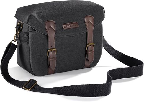K&F Concept Sling Camera Bag, Crossbody Photography Camera Shoulder Bag SLR DSLR Canvas Camera Case Portable Bag for Women and Men, Black in Kuwait
