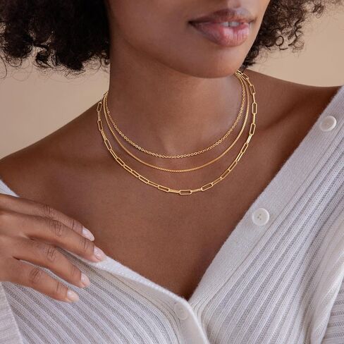 قلادات الذهب/الشظية اللذيذة للنساء ، و 14 كيلو الذهب/الفضة من الفضة من الورق الورقي الكوبي الملتوي سلسلة قلادة قلادة هدية مجوهرات hypoallergenic للنساء غير تشويه in Kuwait