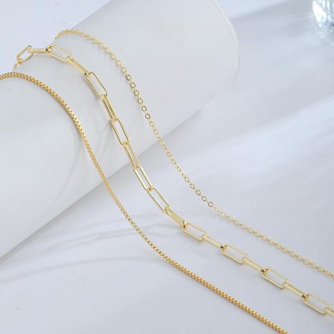 قلادات الذهب/الشظية اللذيذة للنساء ، و 14 كيلو الذهب/الفضة من الفضة من الورق الورقي الكوبي الملتوي سلسلة قلادة قلادة هدية مجوهرات hypoallergenic للنساء غير تشويه in Kuwait