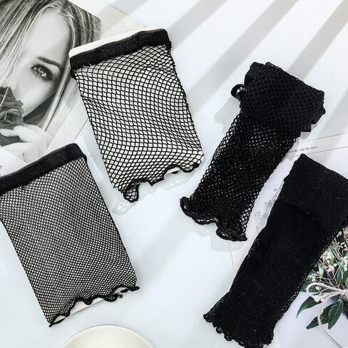 Geyoga 4 Pcs Fishnet Shorts Fishnet Biker Short High Waisted See Through Elastic Mesh Shorts for Women, 4 Styles (S,Black) in Saudi Arabia