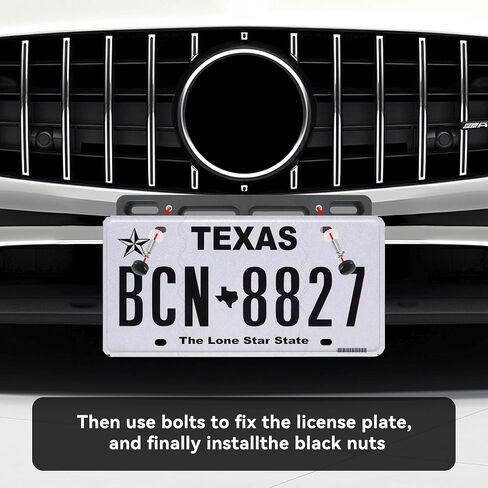 License Plate Bracket Holder, Front License Plate Bracket, No Drill Front Plate Mount, Licenses Plates Brackets Bumper, License Plate Covers with Anti Theft Stainless Steel Screw Bolt Caps in Kuwait