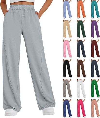 Womens Wide Leg Sweatpants High Waisted Baggy Sweat Pants Casual Drawstring Workout Athletic Yoga Joggers with Pocket in Saudi Arabia