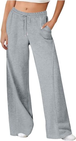 Womens Wide Leg Sweatpants High Waisted Baggy Sweat Pants Casual Drawstring Workout Athletic Yoga Joggers with Pocket in Saudi Arabia