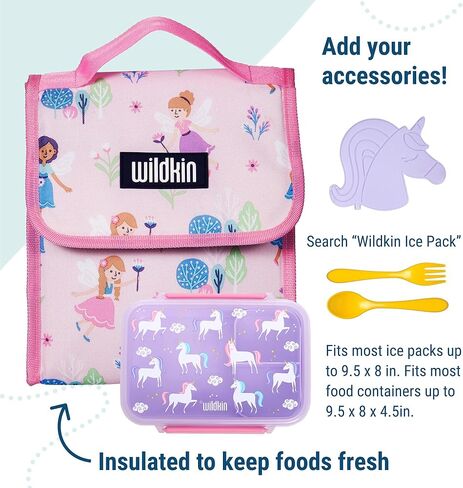 Wildkin Kids Insulated Lunch Bag for Boys & Girls, Reusable Lunch Bag is Perfect for Daycare & Preschool, Ideal Size for Packing Hot or Cold Snacks for School & Travel Lunch Bags (Horse Dreams) in Kuwait
