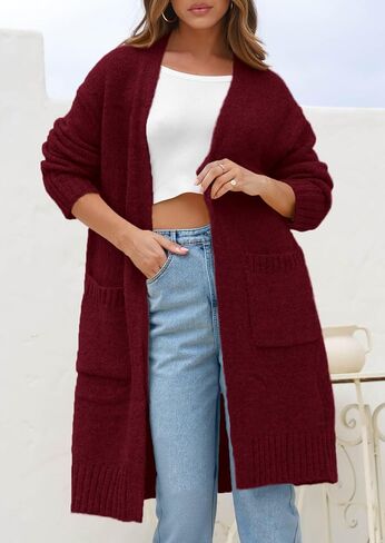 PRETTYGARDEN Fall Long Sleeve Cardigan Sweaters for Women 2025 Trendy Winter Open Front Loose Knitted Cardigans with Pockets in Saudi Arabia