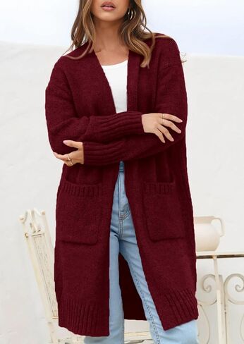 PRETTYGARDEN Fall Long Sleeve Cardigan Sweaters for Women 2025 Trendy Winter Open Front Loose Knitted Cardigans with Pockets in Saudi Arabia