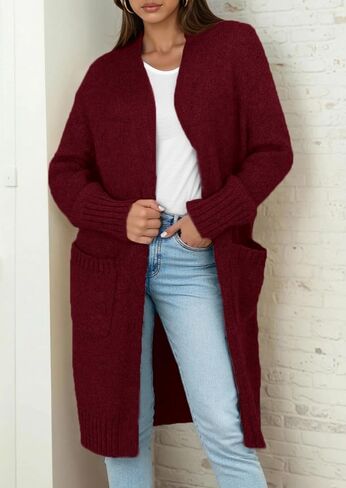 PRETTYGARDEN Fall Long Sleeve Cardigan Sweaters for Women 2025 Trendy Winter Open Front Loose Knitted Cardigans with Pockets in Saudi Arabia