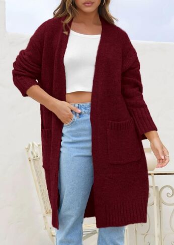 PRETTYGARDEN Fall Long Sleeve Cardigan Sweaters for Women 2025 Trendy Winter Open Front Loose Knitted Cardigans with Pockets in Saudi Arabia