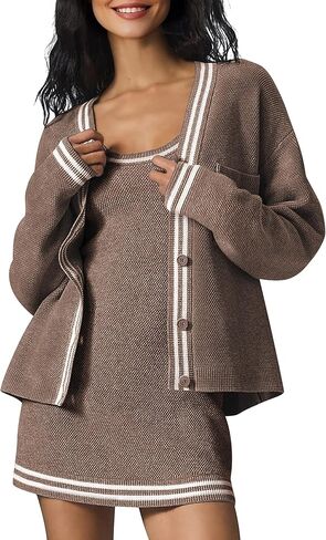 TQD Cardigan Sweaters for Women Lightweight Open Front Button Up Knit Cardigans Tops Striped Trim Sweater Jackets 2025 Trendy in Saudi Arabia